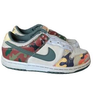 Nike dunk low sail multi colored camo youth, athletic sneakers S/11